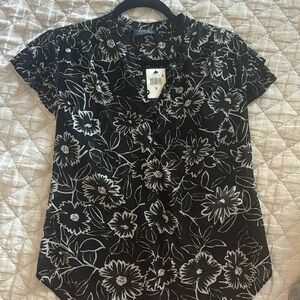 Polo Ralph Lauren black with white floral blouse
